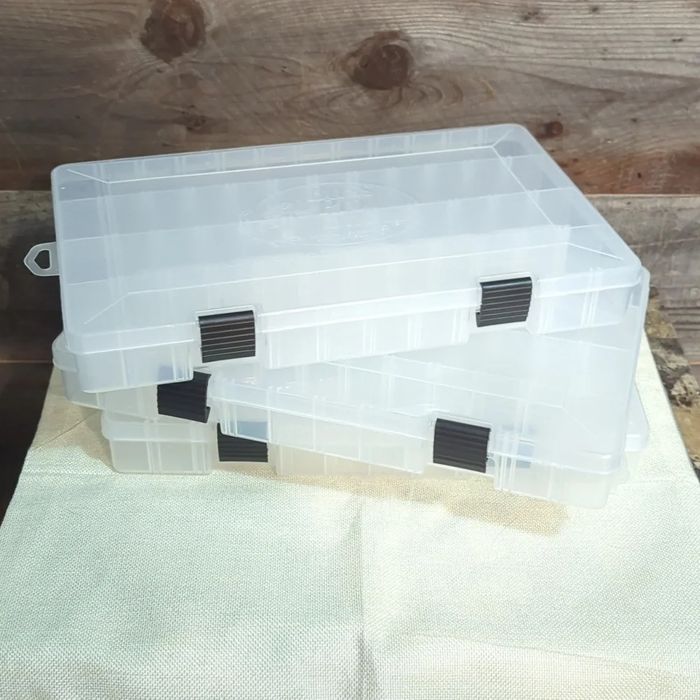 3 BASS PRO SHOPS LARGER SIZE CLEAR TACKLE BOX/ORGANIZER B